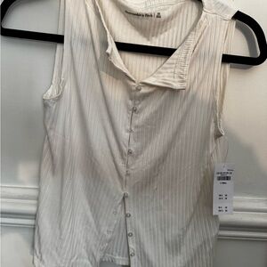 Abercrombie & Fitch Women's Cream Button Down Shirt